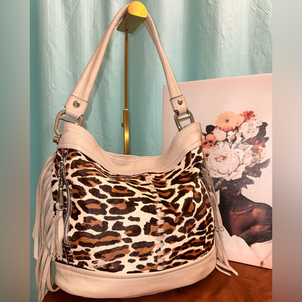 Like New - B. Makowsky “Andrea” Calfhair Bucket Shoulder Hobo Bag